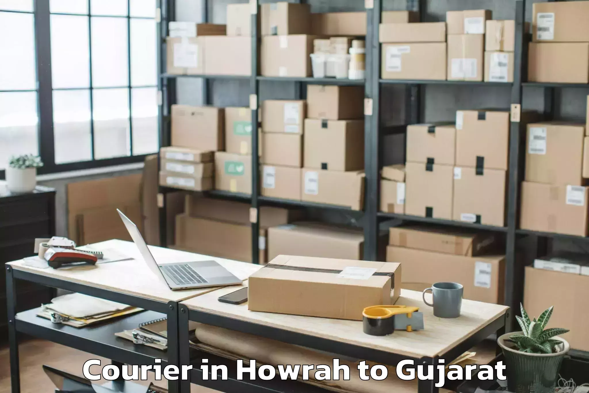 Leading Howrah to Lunavada Courier Provider